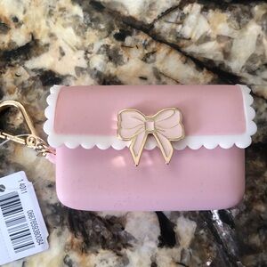 Bath & Body Works Pink and White Keychain Pouch